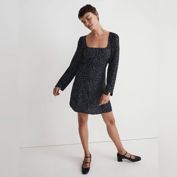 Madewell Seamed Long-Sleeve Mini Dress in Ditsy Floral - Size 6 - Picture 1 of 10